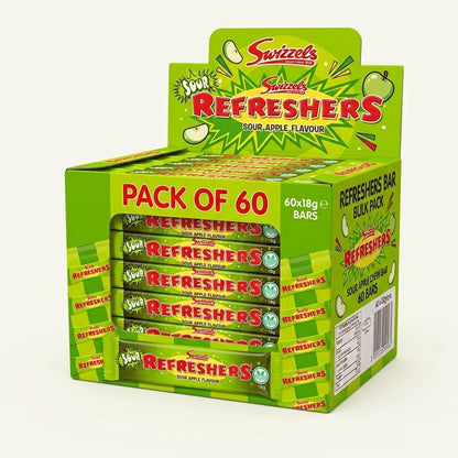 Swizzels Refreshers Sour Apple Chew Bars 18g x 60 | Fizzy Sherbet Centre