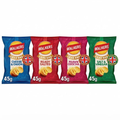 45g x 32 Packs Walkers Crisps Grab Bags Multipack Box - Choose Flavours