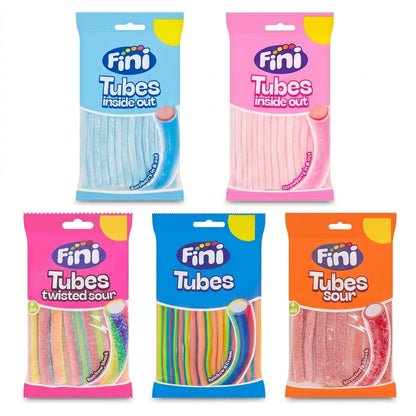 140g x 12 Fini Sour & Sweet Tubes Candy Variety Pack Strawberry Raspberry Rainbo