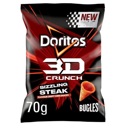 Doritos 3D Crunch Crisps 70g x 18 | Sizzling Steak & Nacho Cheese