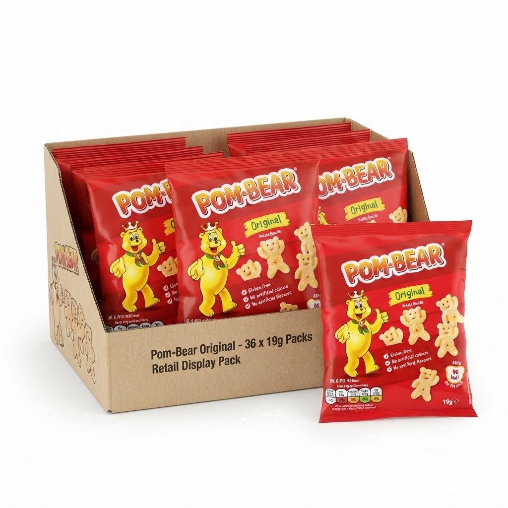 Pom-Bear Original Potato Crisps 19g x 36 | Gluten-Free Vegan Snacks