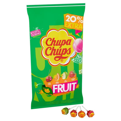 Chupa Chups 120 Fruit Lollipops 1440g Bulk Bag Assorted Flavours Natural Colouri