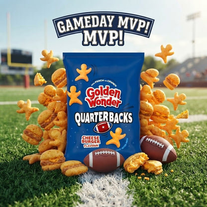 Golden Wonder Quarterbacks Cheeseburger Crisps 27g x 30 | Baked Vegetarian Snacks