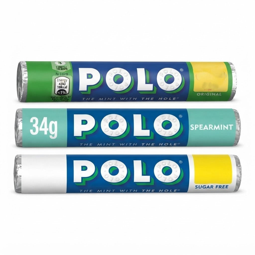x 32 Nestle Polo Mint Tubes 34g Bulk Box - Original Spearmint Sugar Free Choice