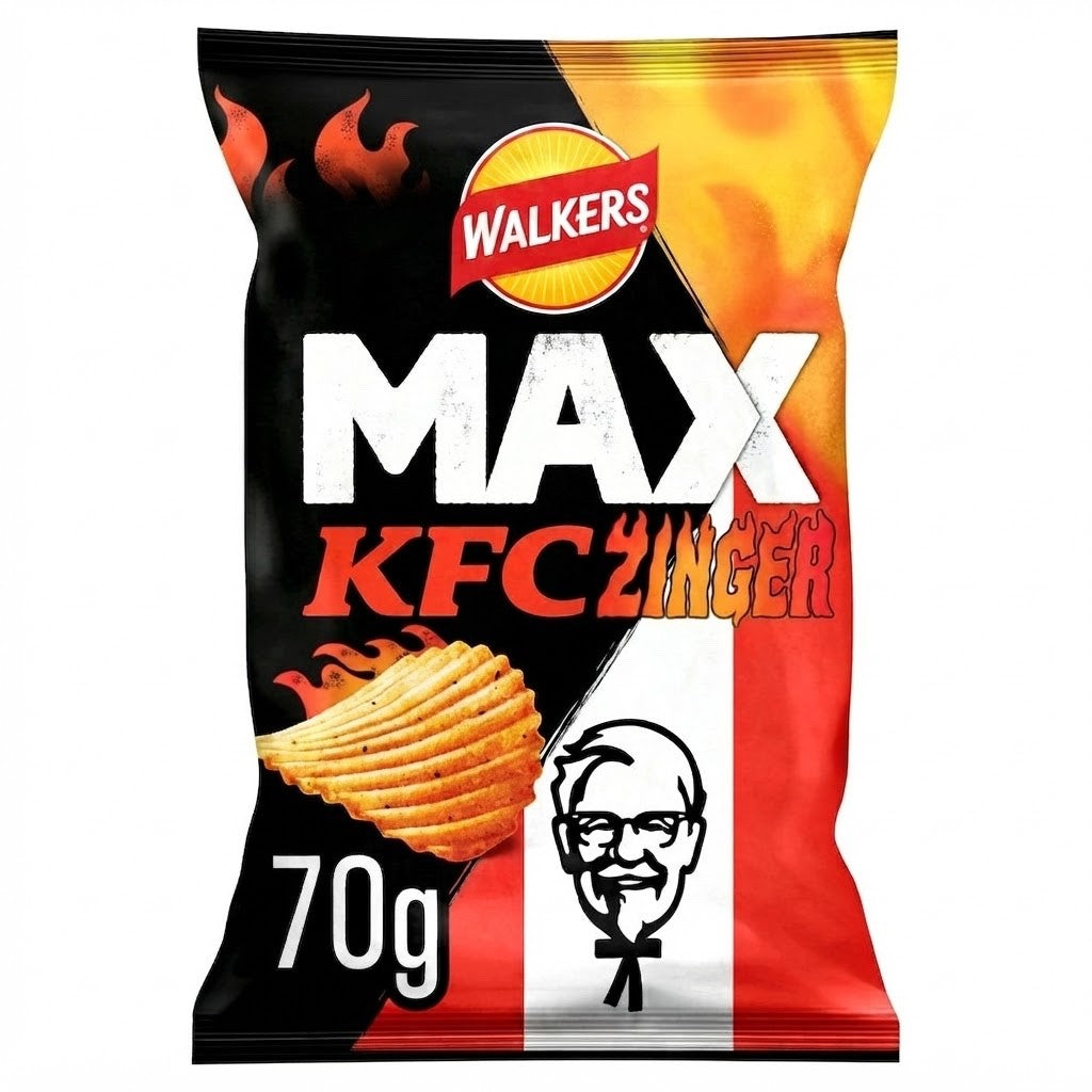 Walkers MAX KFC Zinger Chicken Crisps 70g x 15 | Deep Ridged Multipack