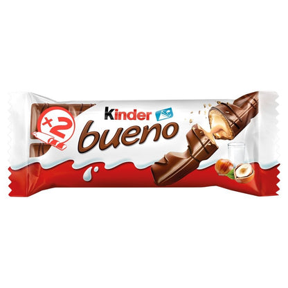30 Packs Kinder Bueno Milk Chocolate & Hazelnut Twin Bars 43g Bulk Box Crispy