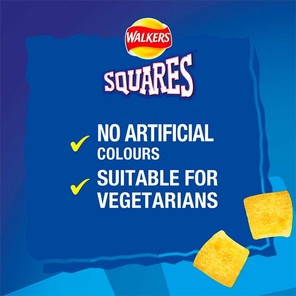 Walkers Squares Crisps 27.5g x 32 | Salt & Vinegar or Cheese & Onion