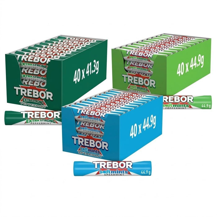Trebor Mint Rolls 40 Pack | Extra Strong Peppermint or Softmints