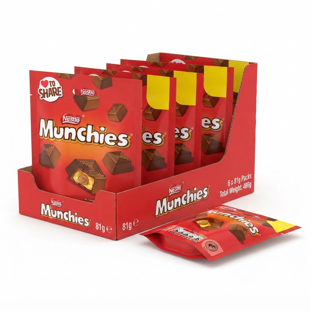 10 x 81g Nestle Munchies Milk Chocolate & Caramel Sharing Bag 81g - Multipack