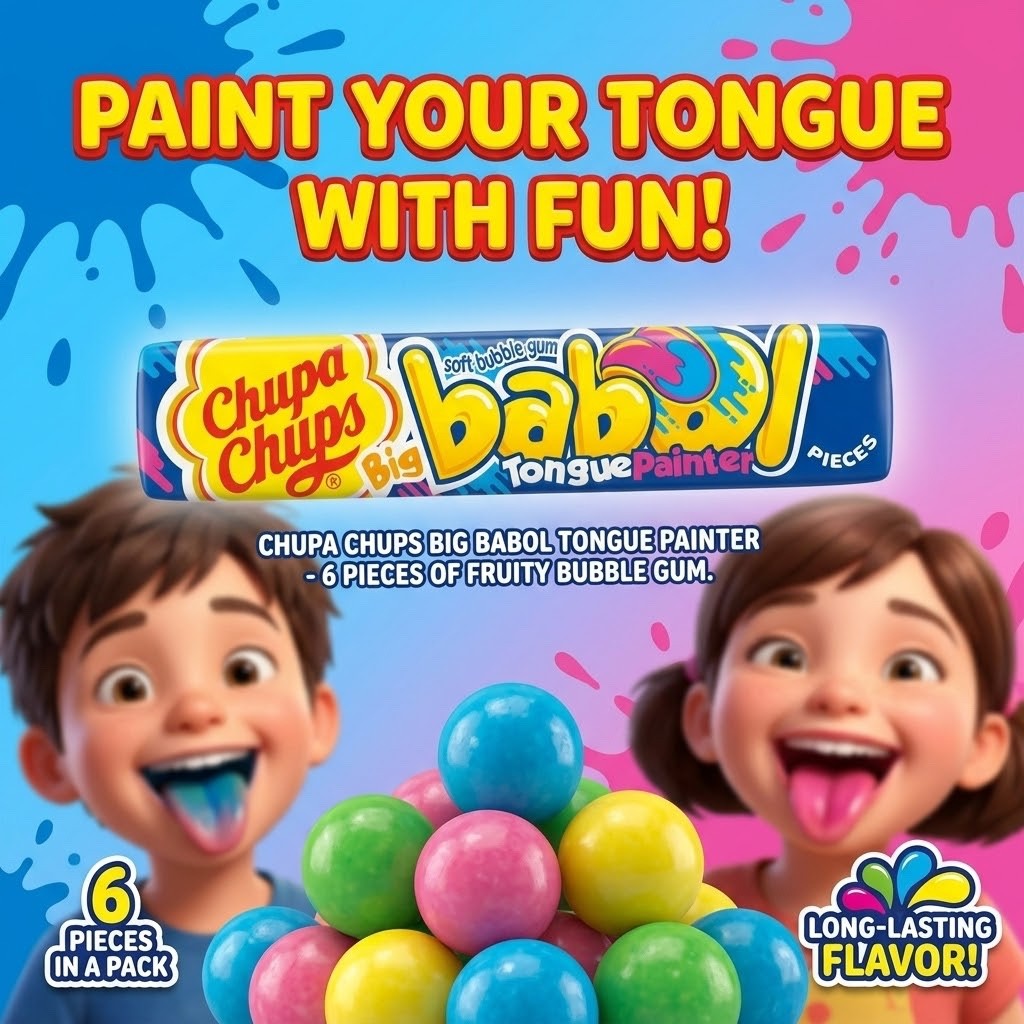 27.6g x 20 Chupa Chups Big Babol Tongue Painter Blue Raspberry Gum