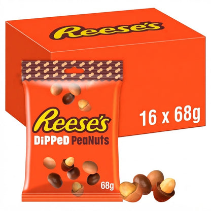 Reese's Dipped Peanuts 68g x 16 Bulk Box Milk Chocolate & Peanut Butter Snacks