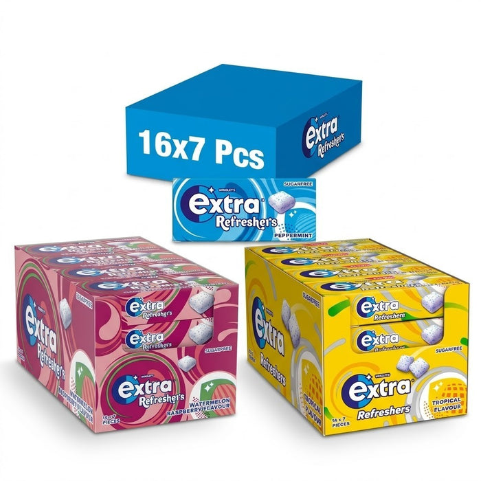 Extra Refreshers Sugar Free Chewing Gum Handy Box 7 Pieces Multi Flavours Bulk