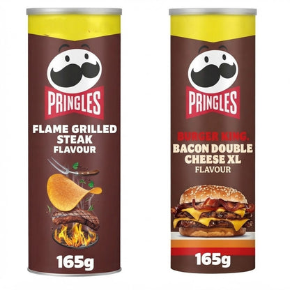 Pringles 165g x 6 | Burger King Bacon Double Cheese XL or Flame Grilled Steak