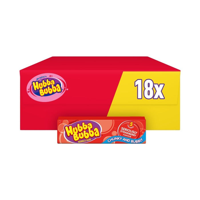 Hubba Bubba Seriously Strawberry Bubble Gum 35g | 5 Chunks | Single or Bulk Box