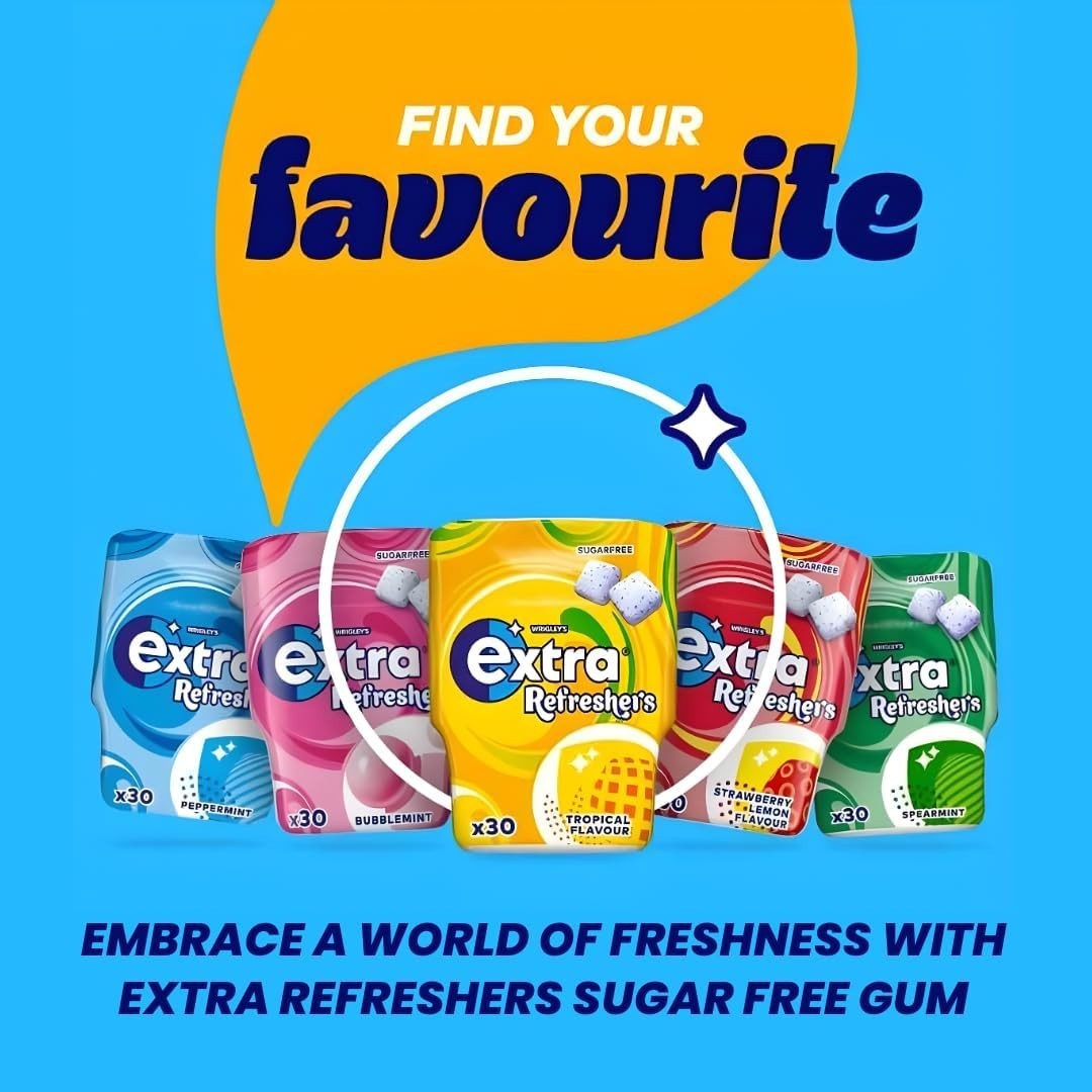 Extra Refreshers Sugar Free Chewing Gum 67g x 30 | Bubblemint or Watermelon Raspberry