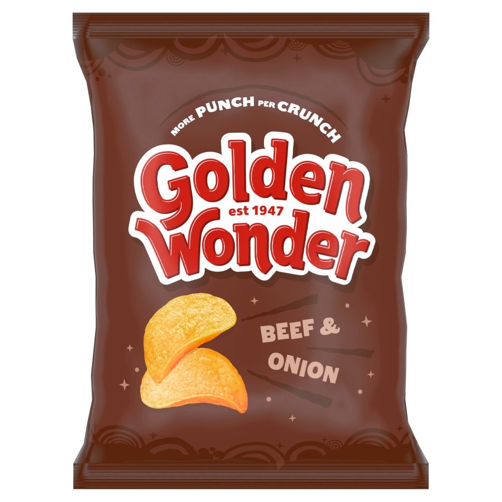 Golden Wonder Beef & Onion Crisps 32.5g x 32 | Vegan Bulk Box