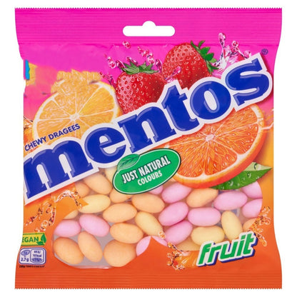 Mentos Chewy Dragees 135g x 12 | Fruit or Mint | Vegan Sweets