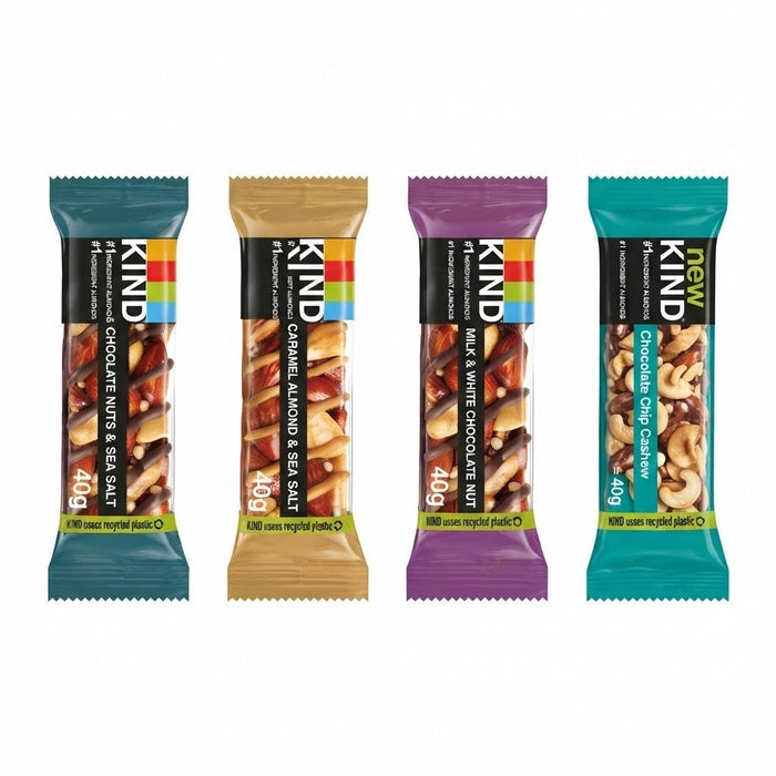 KIND Nut Bars 12 x 40g Multipack Dark Chocolate, Caramel, Cashew & Milk Chocolat