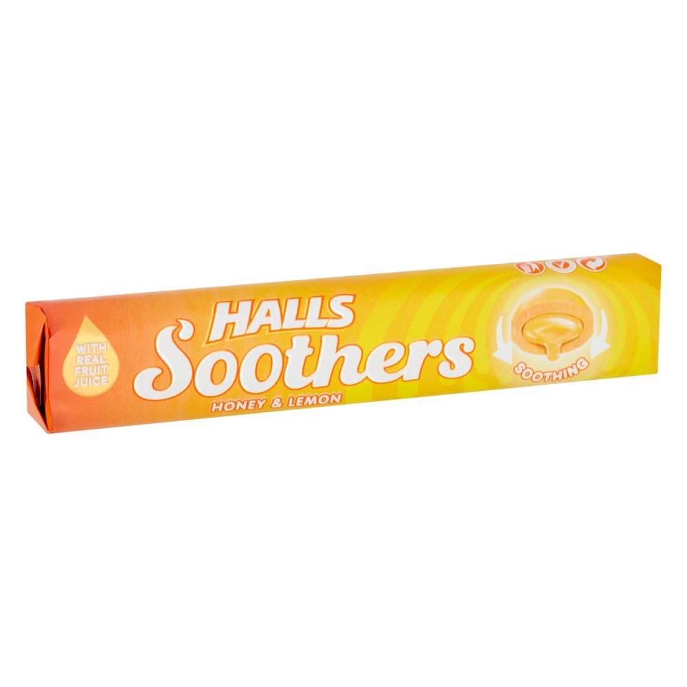 Halls Soothers Honey & Lemon Lozenges 45g x 20 | Real Honey & Fruit Juice