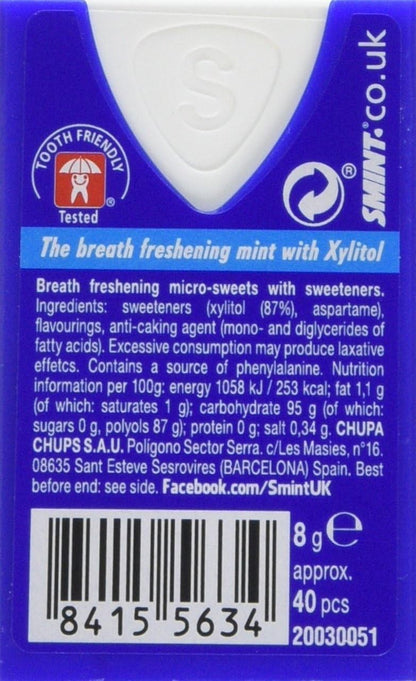 Smint Peppermint Sugar Free Mints 8g | 12 or 144 Pack | Vegan