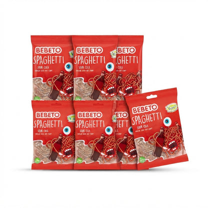 Bebeto Sour Cola Spaghetti Candy 70g x 20 | Vegan & Halal Soft Chew