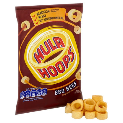 Hula Hoops Crisps 34g x 32 | Cheese & Onion or BBQ Beef | Vegetarian