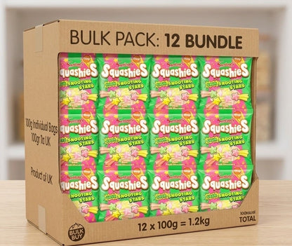 Swizzels Squashies Sour Shooting Stars 100g x 12 | 3 Tangy Flavours