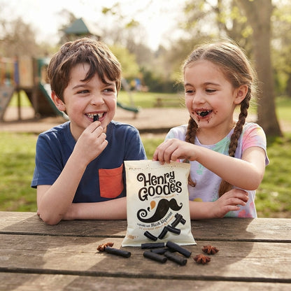 Henry Goode's Superbly Soft Black Liquorice 140g x 12 | Vegetarian Sweets