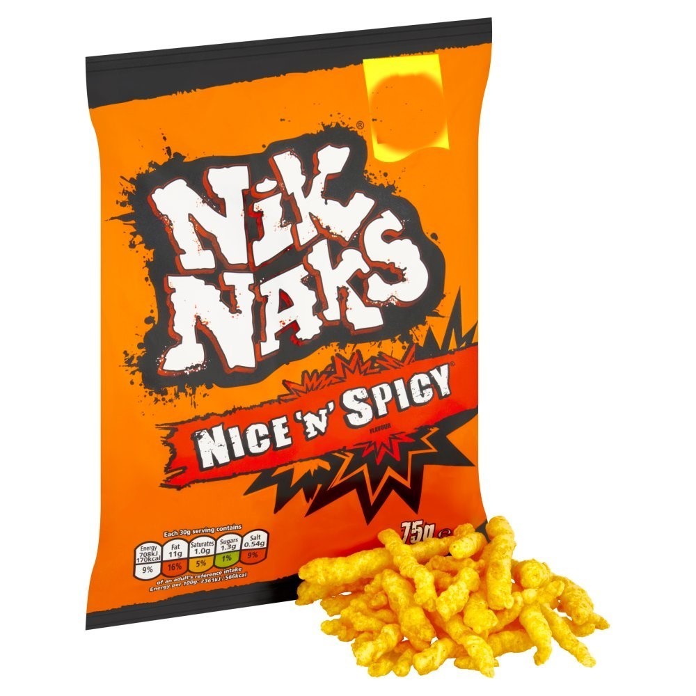 Nik Naks Crisps 75g x 20 | Scampi 'N' Lemon, Cheesy, Spicy & Rib 'N' Saucy