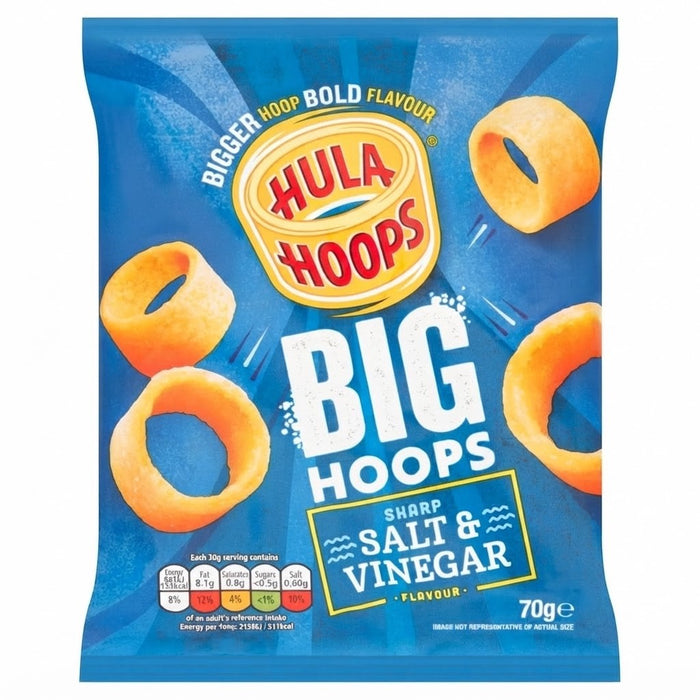Hula Hoops Big Hoops Salt & Vinegar Crisps 70g x 20 | Bigger Hoops