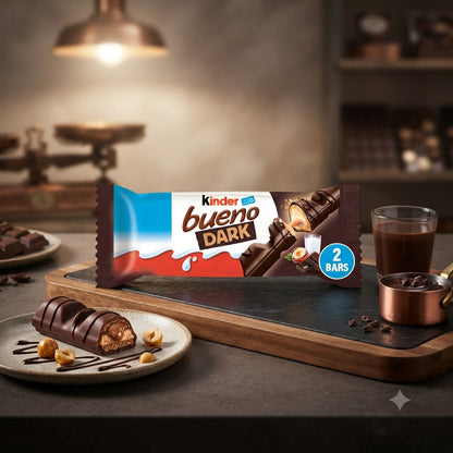 Kinder Bueno Dark Chocolate Bars 43g x 30 Bulk Box Hazelnut Cream Crispy Wafer