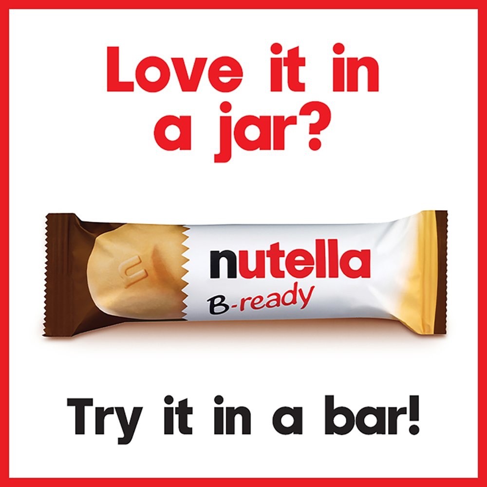 22g x 36 Nutella B-Ready Hazelnut Chocolate Spread Filled Cereal Bar Snack Bulk