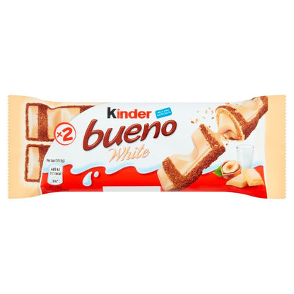 39g x 30 Kinder Bueno White Chocolate & Hazelnut Wafer Biscuit Snack Bar