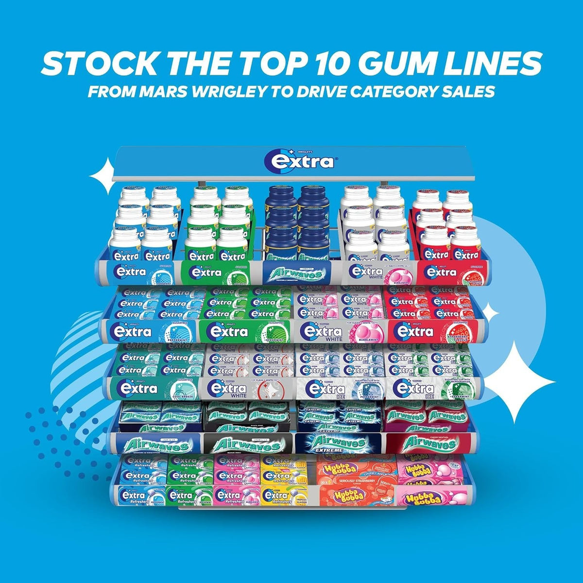 Wrigley's Extra Sugar Free Chewing Gum 10 Pieces x 30 | 9 Flavours Bulk Box