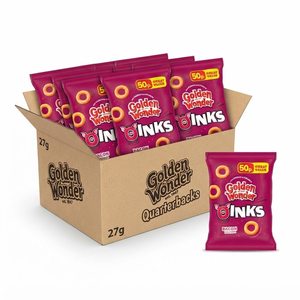 Golden Wonder Oinks Bacon Flavour Crisps 27g x 30 | Baked Vegan Share Box