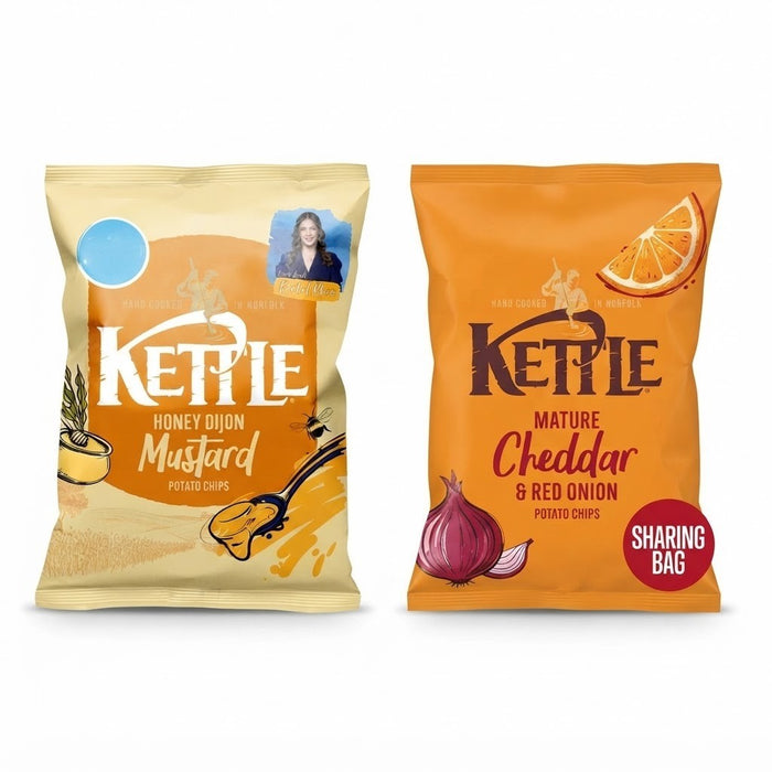 Kettle Potato Chips 70g x 12 | Honey Dijon Mustard or Mature Cheddar & Red Onion