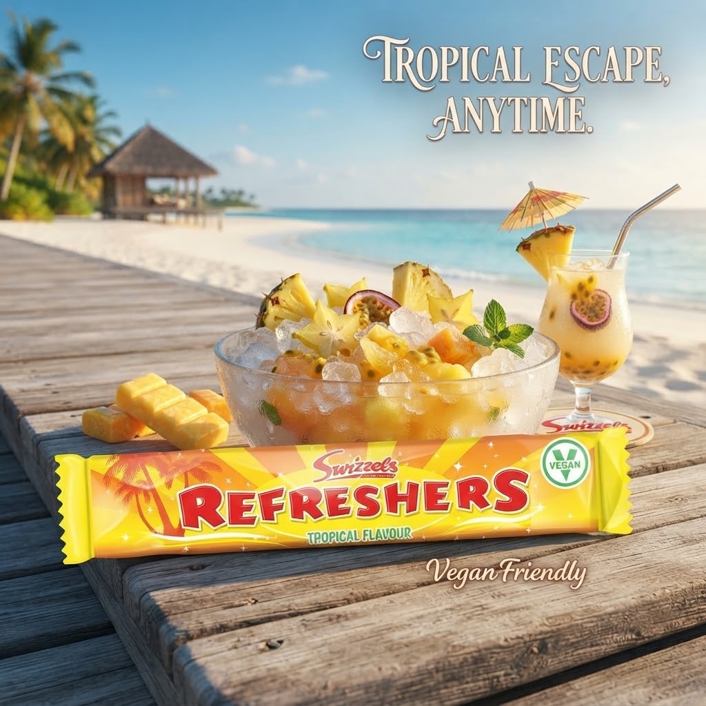 Swizzels Refreshers Tropical Flavour Giant Chew Bars 18g x 60 | Vegan