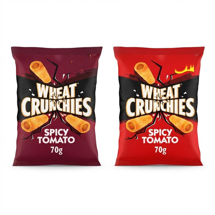 Wheat Crunchies Crisps 70g x 16 | Crispy Bacon & Spicy Tomato