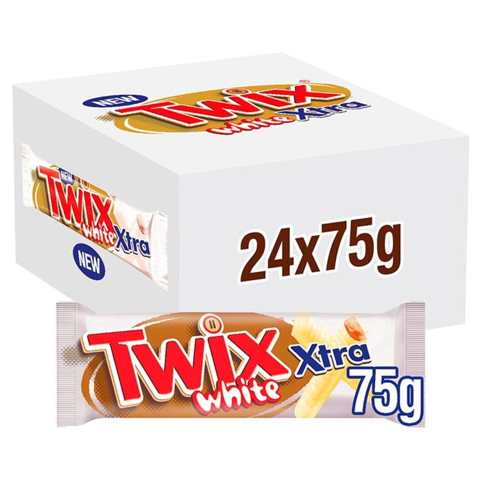 75g x 24 Twix Xtra White Chocolate Bar Bulk Box Caramel & Biscuit Snack Pack