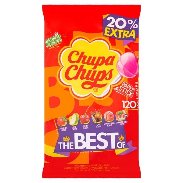 Chupa Chups The Best of Assorted Lollipops Bulk Box & Bag Multipack Display Stan
