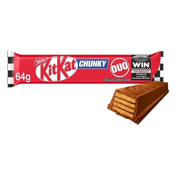 Nestle KitKat F1 Chocolate Bar Multipack Bulk Box - Chunky Duo 4-Finger Snack