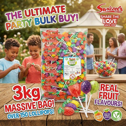 Swizzels Fruity Pops Lollipops 3kg | Vegan Bulk Bag | 1 or 2 Pack