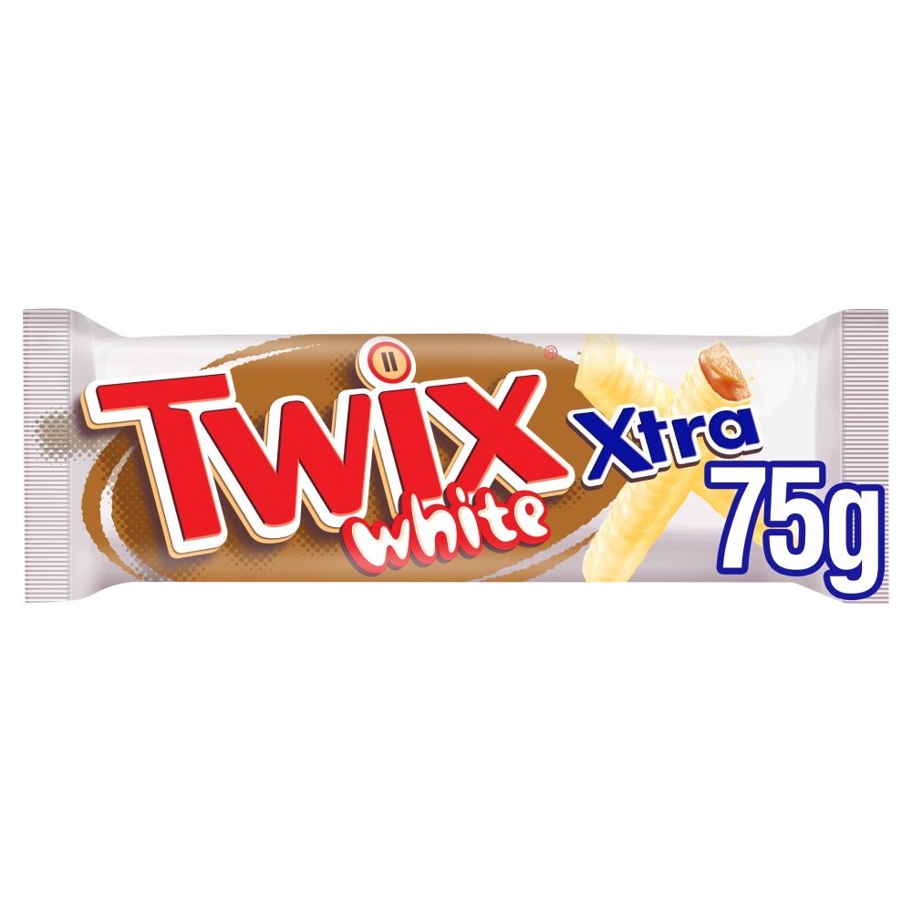 75g x 24 Twix Xtra White Chocolate Bar Bulk Box Caramel & Biscuit Snack Pack