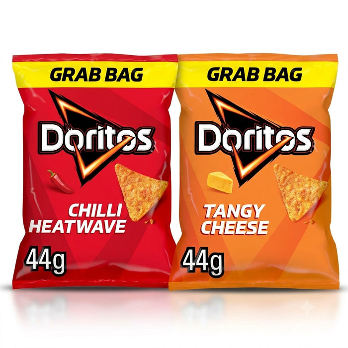Doritos Crisps Grab Bags 44g x 32 | Tangy Cheese or Chilli Heatwave