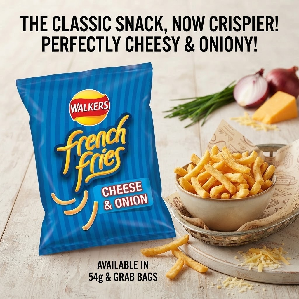 Walkers French Fries Cheese & Onion Crisps 54g x 18 | Case Bulk Snack