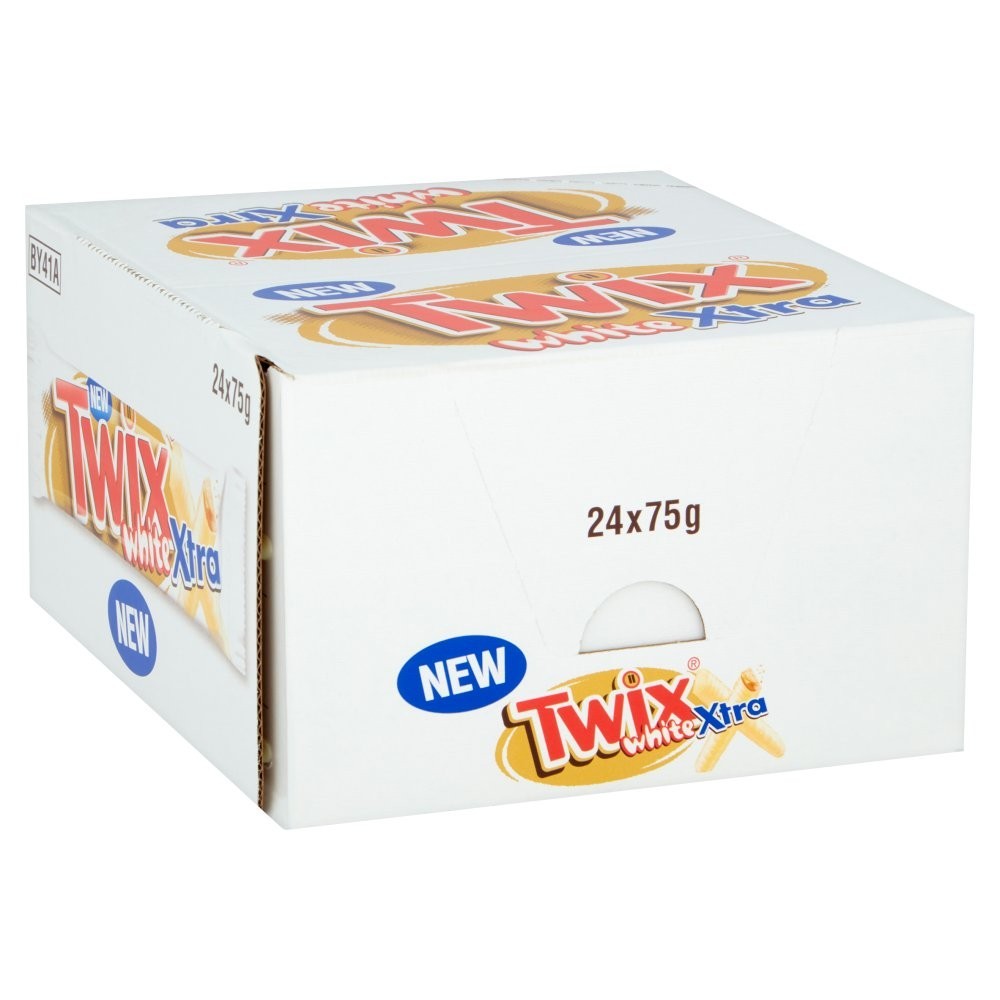 75g x 24 Twix Xtra White Chocolate Bar Bulk Box Caramel & Biscuit Snack Pack