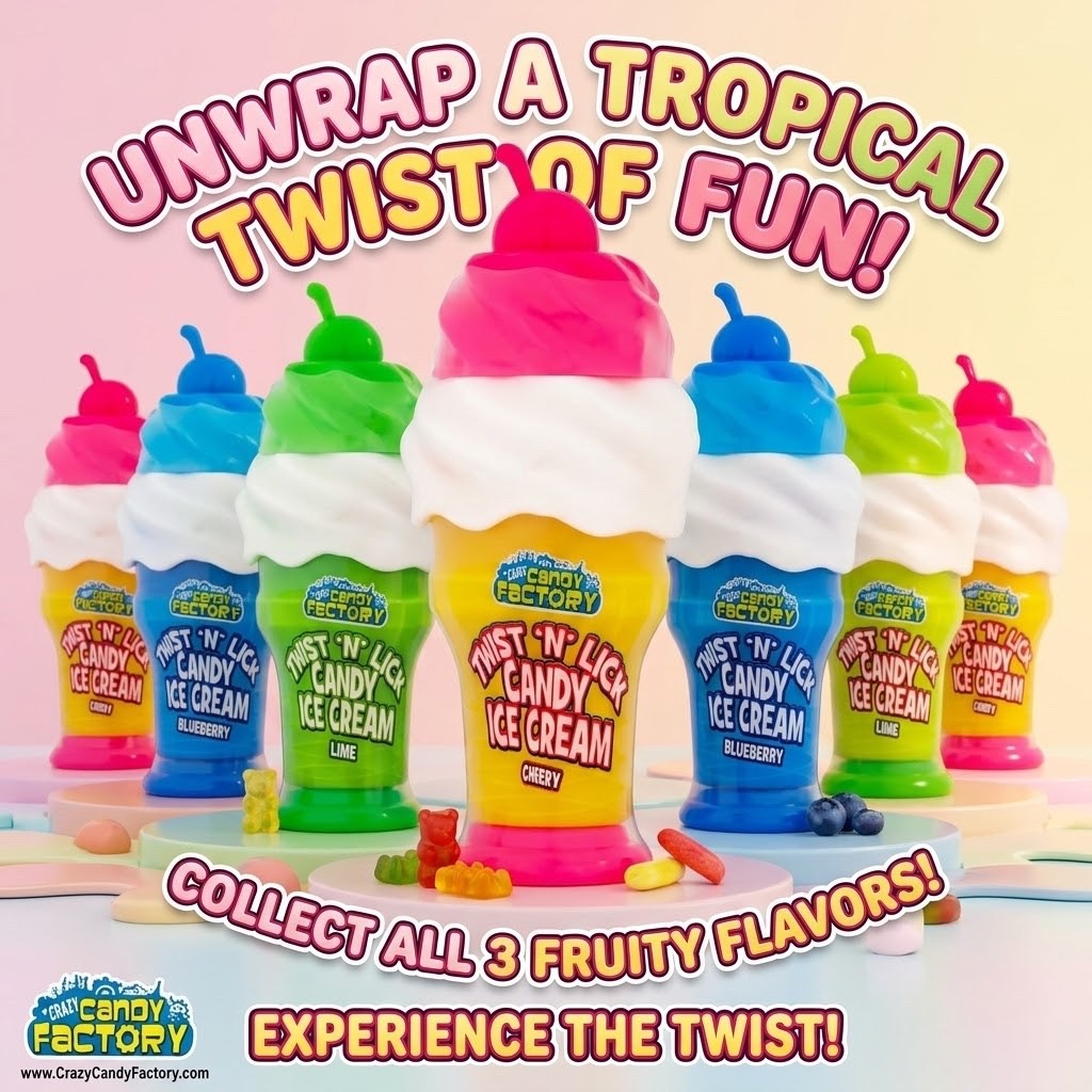 Twist 'N' Lick Candy Ice Cream 25g x 12 | 3 Fruit Flavours