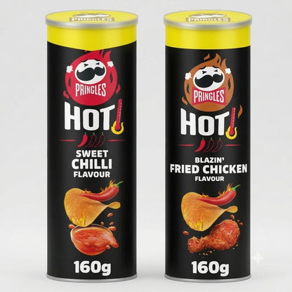 Pringles Hot Crisps 160g x 6 | Sweet Chilli & Blazin' Fried Chicken