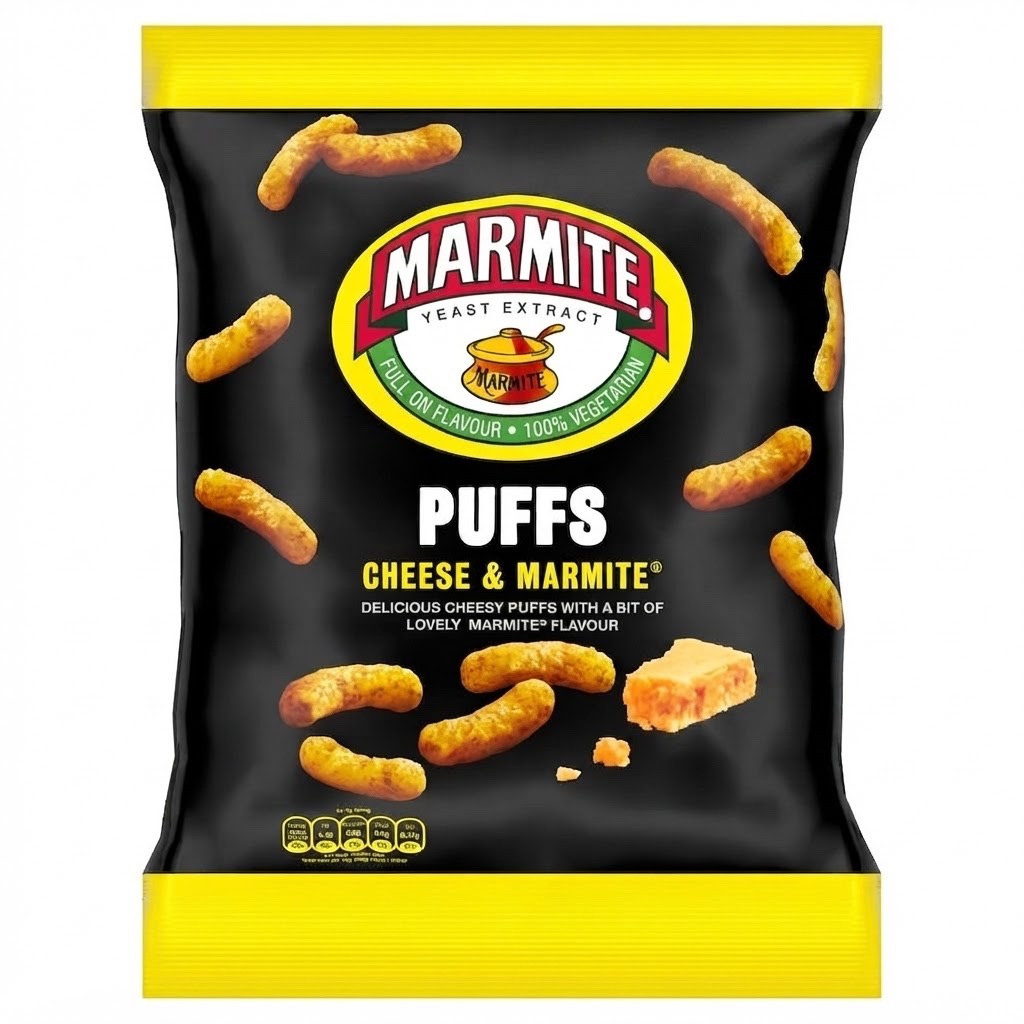 Cheese & Marmite Puffs 60g x 18 | Full-Flavour Vegetarian Snacks
