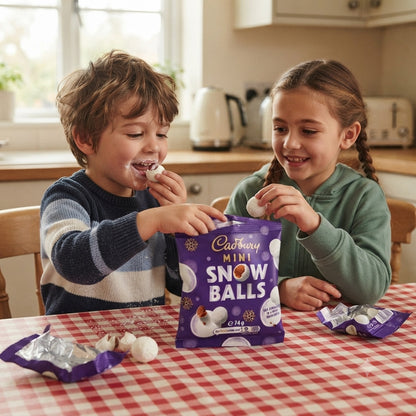 Cadbury Mini Snowballs 74g x 24 Bulk Box Milk Chocolate Christmas Treat Bags